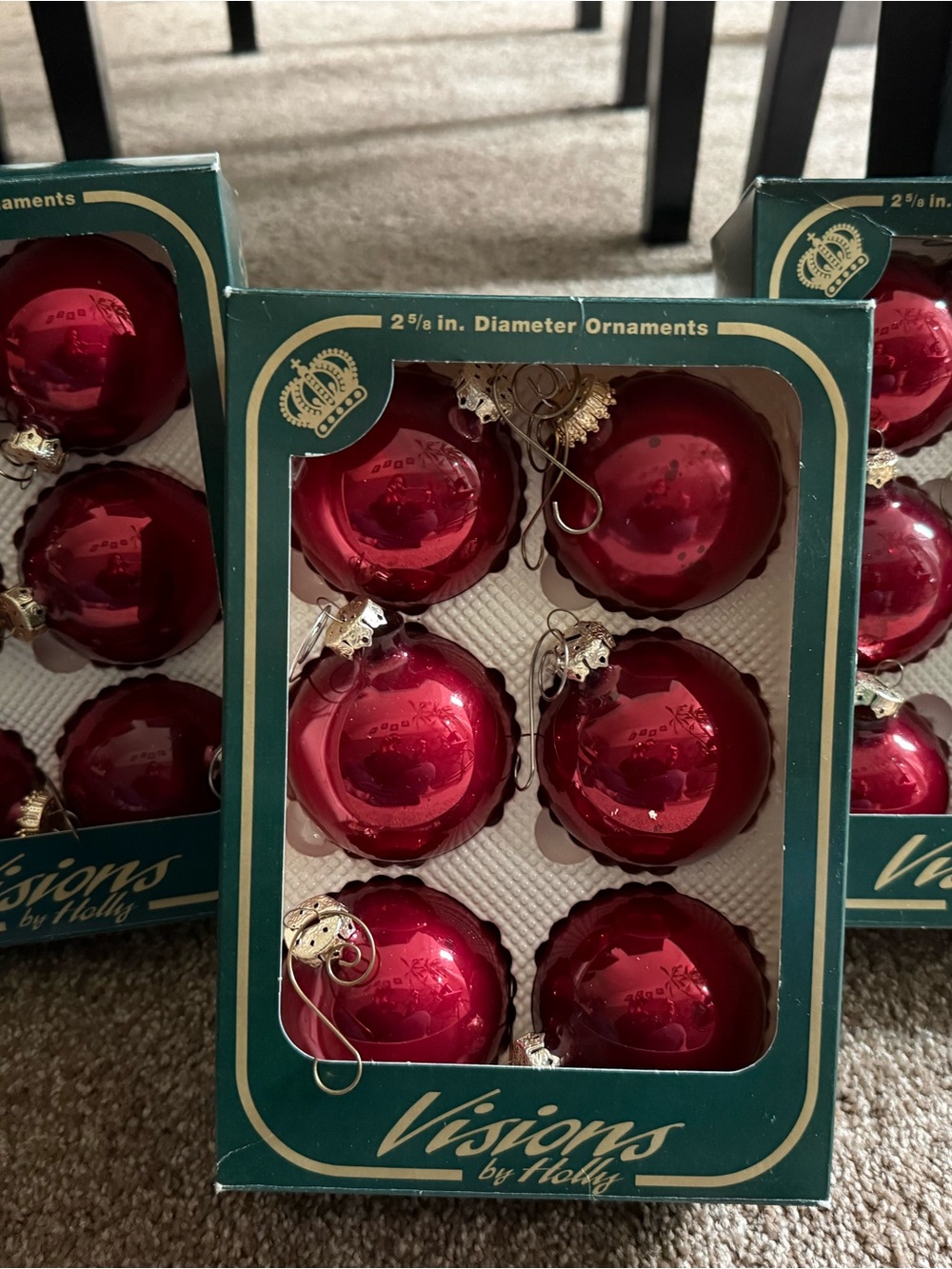 Vintage Red Glass Holiday Ornaments - 3 sets of 6